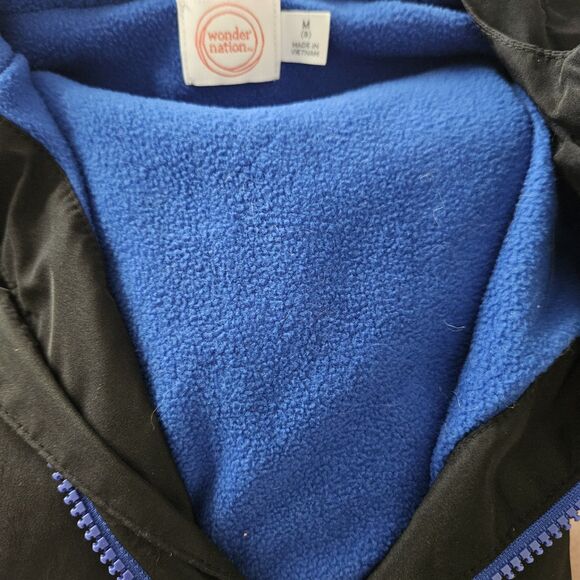 Wonder Nation Boys Jacket Black Gray Zip Up Medium Hooded - Picture 7 of 9